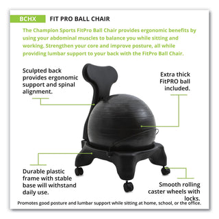 Champion Sports FitPro Ball Chair, Gray/Gray, Gray Base (CSIBCHX)