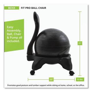 Champion Sports FitPro Ball Chair, Gray/Gray, Gray Base (CSIBCHX)