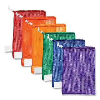 Champion Sports Heavy-Duty Mesh Bag, 12" x 18", Gold, Green, Orange, Purple, Royal Blue, Scarlet Red, 6/Set (CSIMB18SET)