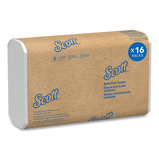 Scott® Essential Multi-Fold Towels, Absorbency Pockets, 1-Ply, 9.2 x 9.4, White, 250/Pack, 16 Packs/Carton (KIM01840)