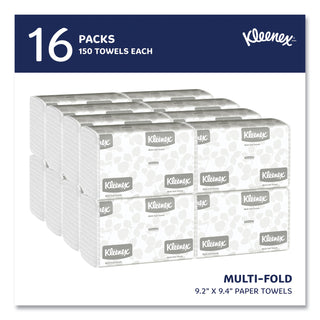 Kleenex® Multifold Paper Towels (01890), Absorbent, White, 16 Packs / Case, 150 Multifold Paper Towels / Pack, 2,400 Towels / Case (KIM01890)