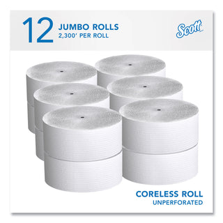 Scott® Essential Coreless JRT, Septic Safe, 1-Ply, White, 3.75 x 2,300 ft, 12 Rolls/Carton (KIM07005)