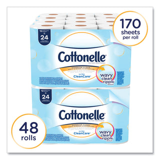 Cottonelle® Clean Care Bathroom Tissue, Septic Safe, 1-Ply, White, 170 Sheets/Roll, 48 Rolls/Carton (KIM12456)
