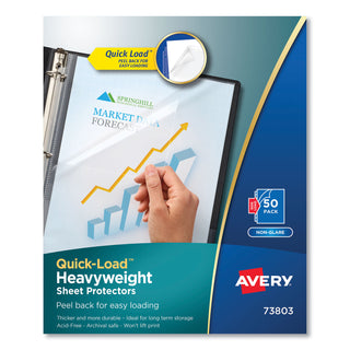 Avery® Quick Top & Side Loading Sheet Protectors, Letter, Non-Glare, 50/Box (AVEQL119G50)