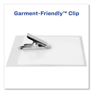 Avery® Clip-Style Name Badge Holder with Laser/Inkjet Insert, Top Load, 4 x 3, White, 100/Box (AVE74541)