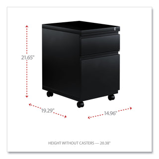 Alera® Two-Drawer Metal Pedestal Box File with Full-Length Pull, 14.96w x 19.29d x 21.65h, Black (ALEPBBFBL)