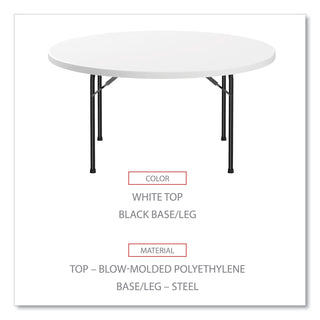 Alera® Round Plastic Folding Table, 60 Dia x 29 1/4h, White (ALEPT60RW)