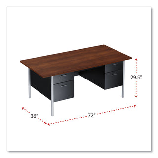 Alera® Double Pedestal Steel Desk, Metal Desk, 72w x 36d x 29.5h, Mocha/Black (ALESD7236BM)