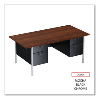 Alera® Double Pedestal Steel Desk, Metal Desk, 72w x 36d x 29.5h, Mocha/Black (ALESD7236BM)