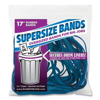 Alliance Rubber SuperSize Bands, 0.25" x 17", 4,060 psi Max Elasticity, Blue, 12/Pack (ALL08995)