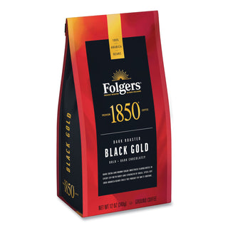 1850 Coffee, Black Gold, Dark Roast, Ground, 12 oz Bag (FOL60516EA) (FOL60516EA)