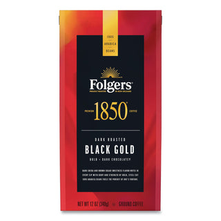 1850 Coffee, Black Gold, Dark Roast, Ground, 12 oz Bag (FOL60516EA) (FOL60516EA)