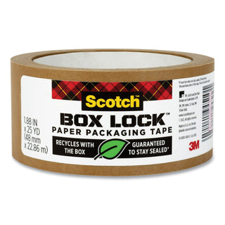 Scotch® Box Lock Paper Packaging Tape, 3" Core, 1.88" x 25 yds, Brown (MMM7850238GCEA)