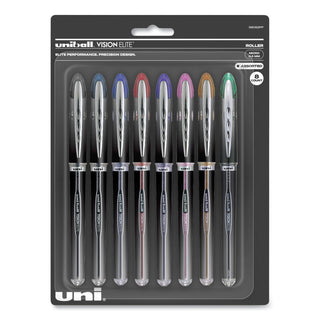 uniball® VISION ELITE Stick Roller Ball Pen, Micro 0.5mm, Assorted Ink, Black Barrel (UBC58092PP)