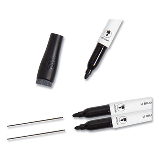 U Brands Medium Point Low-Odor Dry-Erase Markers with Erasers, Black, Dozen (UBR2922U0012)