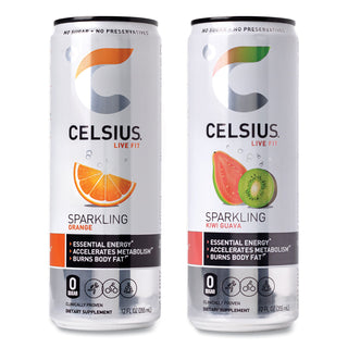 Celsius® Live Fit Variety Pack, Kiwi Guava and Orange, 12 oz Can, 24/Carton (GRR22002166)