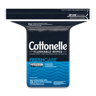 Cottonelle® Flushable Wet Wipes, Zip Pack Refill, White, 5 x 7.25, 252/Pack (KCC43541)