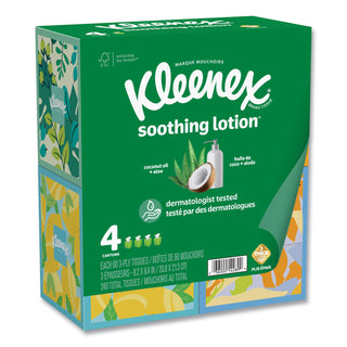 Kleenex® Lotion Facial Tissue, 3-Ply, White, 60 Sheets/Box, 4 Boxes/Pack, 8 Packs/Carton (KCC54289CT)