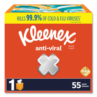Kleenex® Anti-Viral Facial Tissue, 3-Ply, White, 55 Sheets/Box, 27 Boxes/Carton (KCC54505CT)
