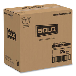 SOLO® Treated Paper Soufflé Portion Cups, 1 1/4 oz., White, 250/Bag (SCC125U)