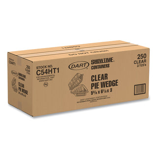 Dart® Showtime Clear Hinged Containers, Pie Wedge, 6 2/3 oz, Plastic, 125/PK, 2 PK/CT (DCCC54HT1)