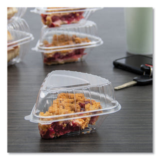 Dart® Showtime Clear Hinged Containers, Pie Wedge, 6 2/3 oz, Plastic, 125/PK, 2 PK/CT (DCCC54HT1)