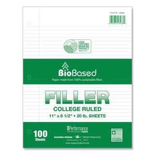 Roaring Spring® Filler Paper, 3-Hole, 8.5 x 11, College Rule, 100 Sheets/Pack, 24 Packs/Carton (ROA13986CS)