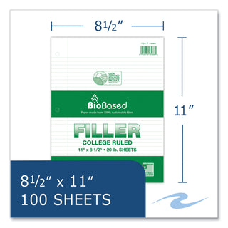 Roaring Spring® Filler Paper, 3-Hole, 8.5 x 11, College Rule, 100 Sheets/Pack, 24 Packs/Carton (ROA13986CS)