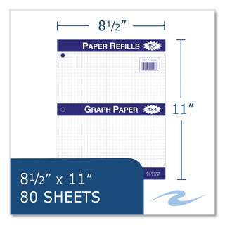 Roaring Spring® Graph Filler Paper, 3-Hole, 8.5 x 11, Quadrille: 4 sq/in, 80 Sheets/Pack, 24 Packs/Carton (ROA20096CS)