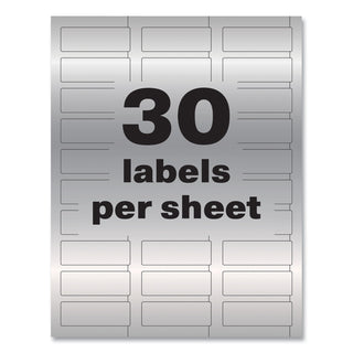 Avery® PermaTrack Metallic Asset Tag Labels, Laser Printers, 0.75 x 2, Metallic Silver, 30/Sheet, 8 Sheets/Pack (AVE61524)