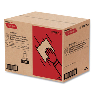 Cascades PRO Tuff-Job S500 High Performance Wipers, 9 1/4 x 12 1/2, 176/Box, 10 Box/Carton (CSDW511)