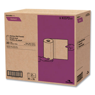 Cascades PRO Select Perforated Roll Towels, 2-Ply, 8 x 11, White, 70/Roll, 30 Rolls/Carton (CSDK070)