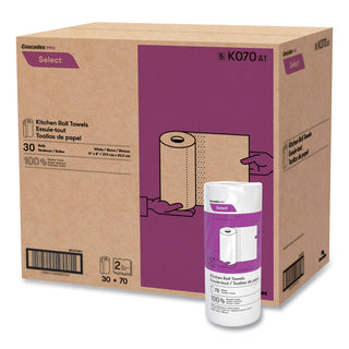 Cascades PRO Select Perforated Roll Towels, 2-Ply, 8 x 11, White, 70/Roll, 30 Rolls/Carton (CSDK070)