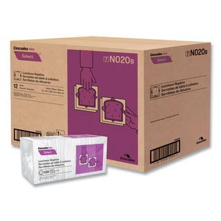 Cascades PRO Select Luncheon Napkins, 1 Ply, 11 1/4 x 12 1/2, White, 500/Pack, 6000/Carton (CSDN020)