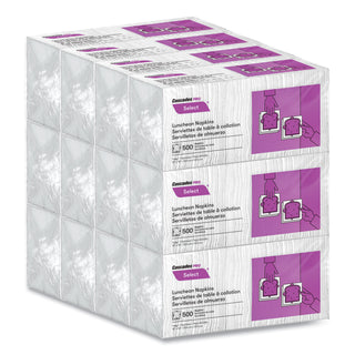 Cascades PRO Select Luncheon Napkins, 1 Ply, 11 1/4 x 12 1/2, White, 500/Pack, 6000/Carton (CSDN020)