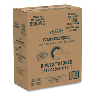 Dart® Non-Laminated Foam Dinnerware, Bowl, 6oz, White, 125/Pack, 8 Packs/Carton (DCC5BWWC)