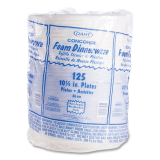 Dart® Concorde Foam Plate, 10 1/4" dia, White, 125/Pack, 4 Packs/Carton (DRC10PWCR)