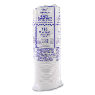 Dart® Concorde Foam Bowl, 10 12oz, White, 125/Pack, 8 Packs/Carton (DRC12BWWCR)