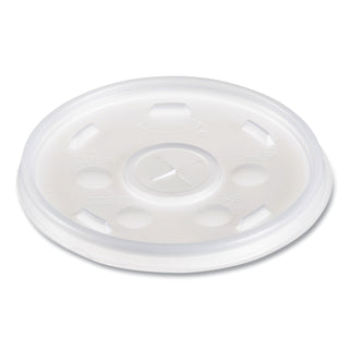 Dart® Plastic Lids for Foam Cups, Bowls and Containers, Flat with Straw Slot, Fits 6-14 oz, Translucent, 1,000/Carton (DAR12SL)