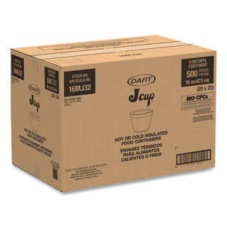 Dart® Foam Containers,16oz, White, 25/Bag, 20 Bags/Carton (16MJ32DART)