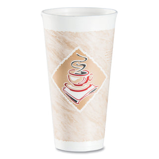 Dart® Cafe G Foam Hot/Cold Cups, 20 oz, Brown/Red/White, 20/Pack (DRC20X16GPK)