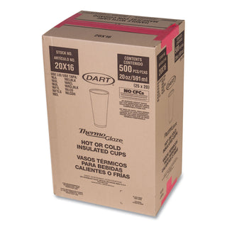 Dart® Cafe G Foam Hot/Cold Cups, 20 oz, Brown/Red/White, 20/Pack (DRC20X16GPK)