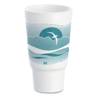 Dart® Horizon Hot/Cold Foam Drinking Cups, 32oz, Teal/White, 16/Bag, 25 Bags/Carton (32AJ20HDAR)