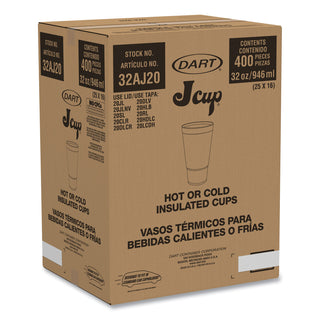 Dart® Horizon Hot/Cold Foam Drinking Cups, 32oz, Teal/White, 16/Bag, 25 Bags/Carton (32AJ20HDAR)