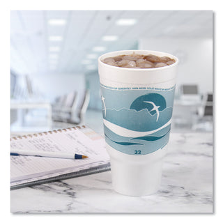 Dart® Horizon Hot/Cold Foam Drinking Cups, 32oz, Teal/White, 16/Bag, 25 Bags/Carton (32AJ20HDAR)