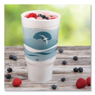 Dart® Horizon Hot/Cold Foam Drinking Cups, 32oz, Teal/White, 16/Bag, 25 Bags/Carton (32AJ20HDAR)