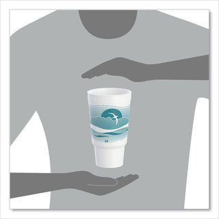 Dart® Horizon Hot/Cold Foam Drinking Cups, 32oz, Teal/White, 16/Bag, 25 Bags/Carton (32AJ20HDAR)