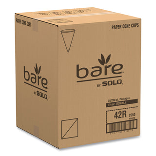 SOLO® Bare Eco-Forward Paper Cone Water Cups, 4.25 oz, White (SCC42R)