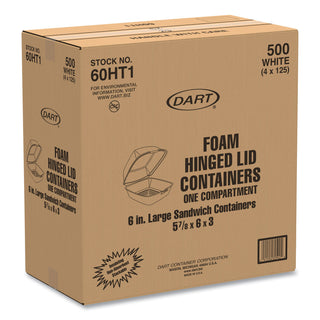 Dart® Carryout Food Containers, Foam, 1-Comp, 5 7/8 x 6 x 3, White, 500/Carton (60HT1DART)