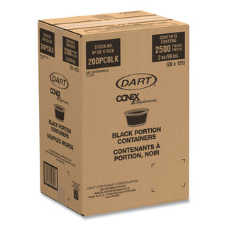 Dart® Conex Complements Plastic Portion Cup, 2 oz., Black, 125/Bag, 20 Bags/Carton (DCC200PCBLK)